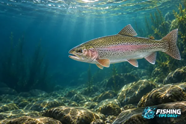 Rainbow trout swimming underwater
