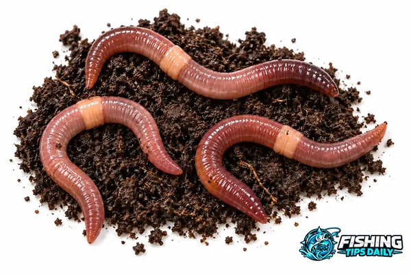 Nightcrawler earthworms on moist soil