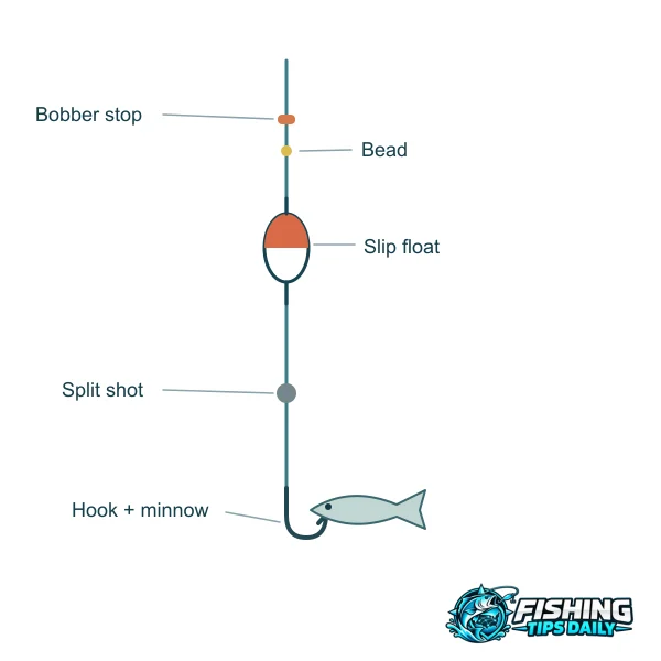 Slip float: a line stop controls the fishing depth