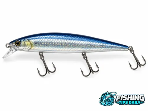 Slender minnow-shaped jerkbait with a short diving lip.