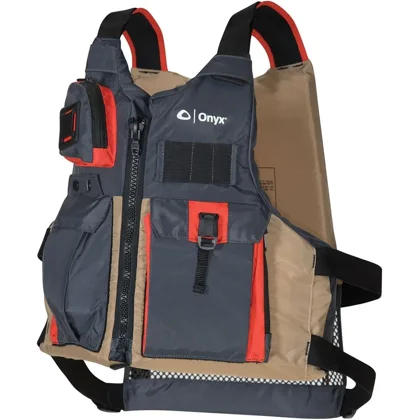 Onyx Kayak Fishing Life Jacket  –  USCGA PFD/Life Jacket with Multiple Pockets, High-Back Design & Adjustable Straps for Paddle Sports & Fishing