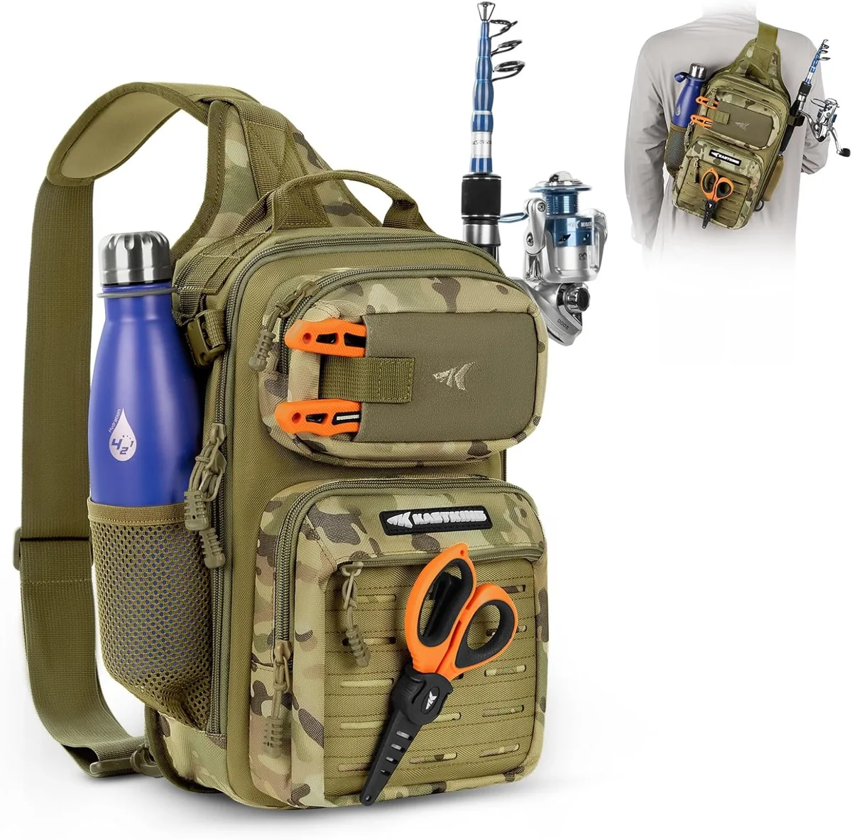 KastKing BlowBak Tactical Fishing Sling Bag — sling bag with exterior pockets