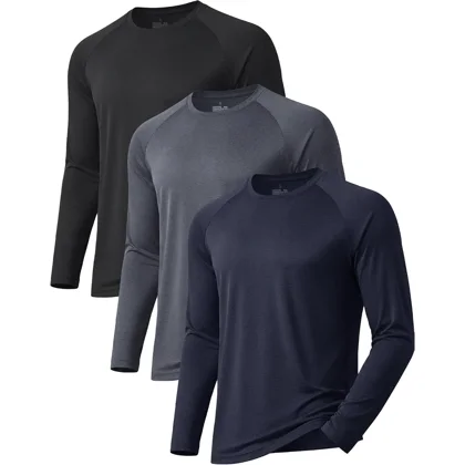 3 Pack Long Sleeve Shirts for Men Sun Protection Quick Dry Workout T Shirts
