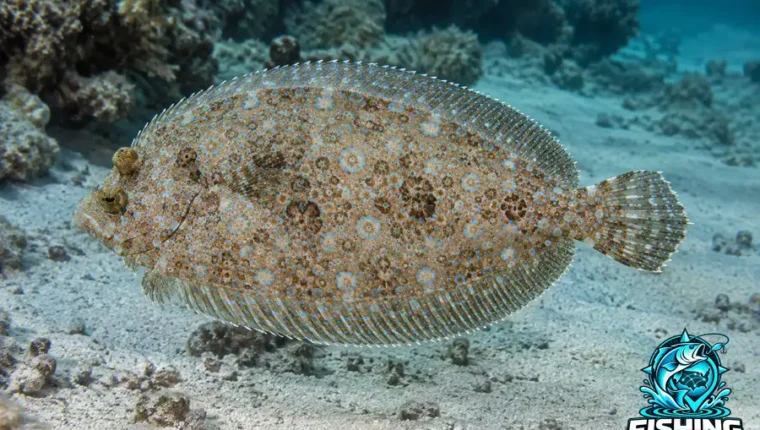 Underwater eyed-side illustration of Flowery Flounder (Bothus mancus).
