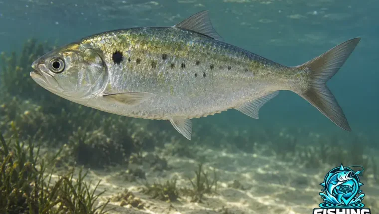 Underwater side-profile illustration of Gulf Menhaden (Brevoortia patronus).