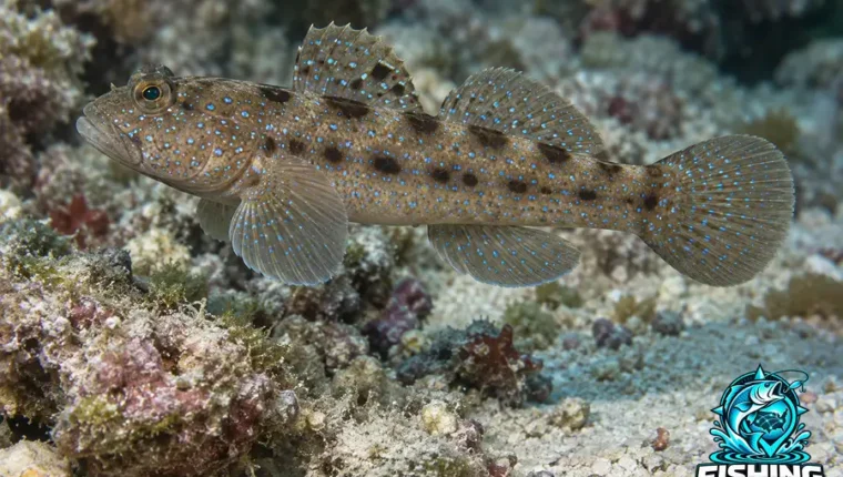 Underwater side-profile illustration of Half-spotted Goby (Asterropteryx semipunctata).