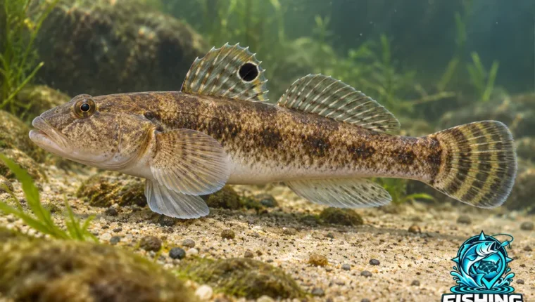 Underwater side-profile illustration of Spotfin River Goby (Awaous ocellaris).