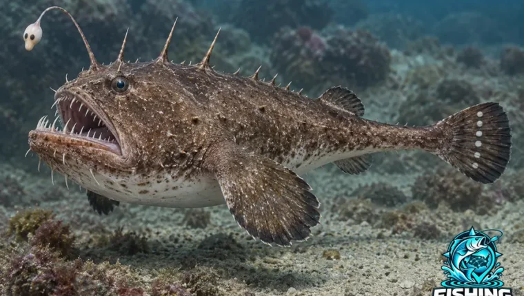 Underwater side-profile illustration of Spottedtail Goosefish (Lophiodes caulinaris).