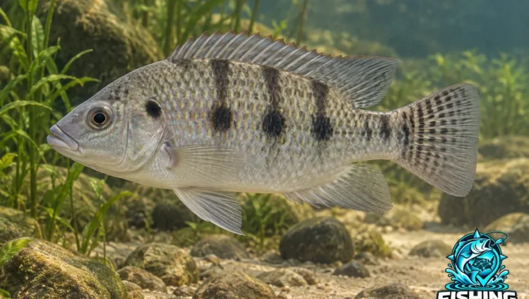 Underwater side-profile illustration of Wami Tilapia (Oreochromis urolepis).