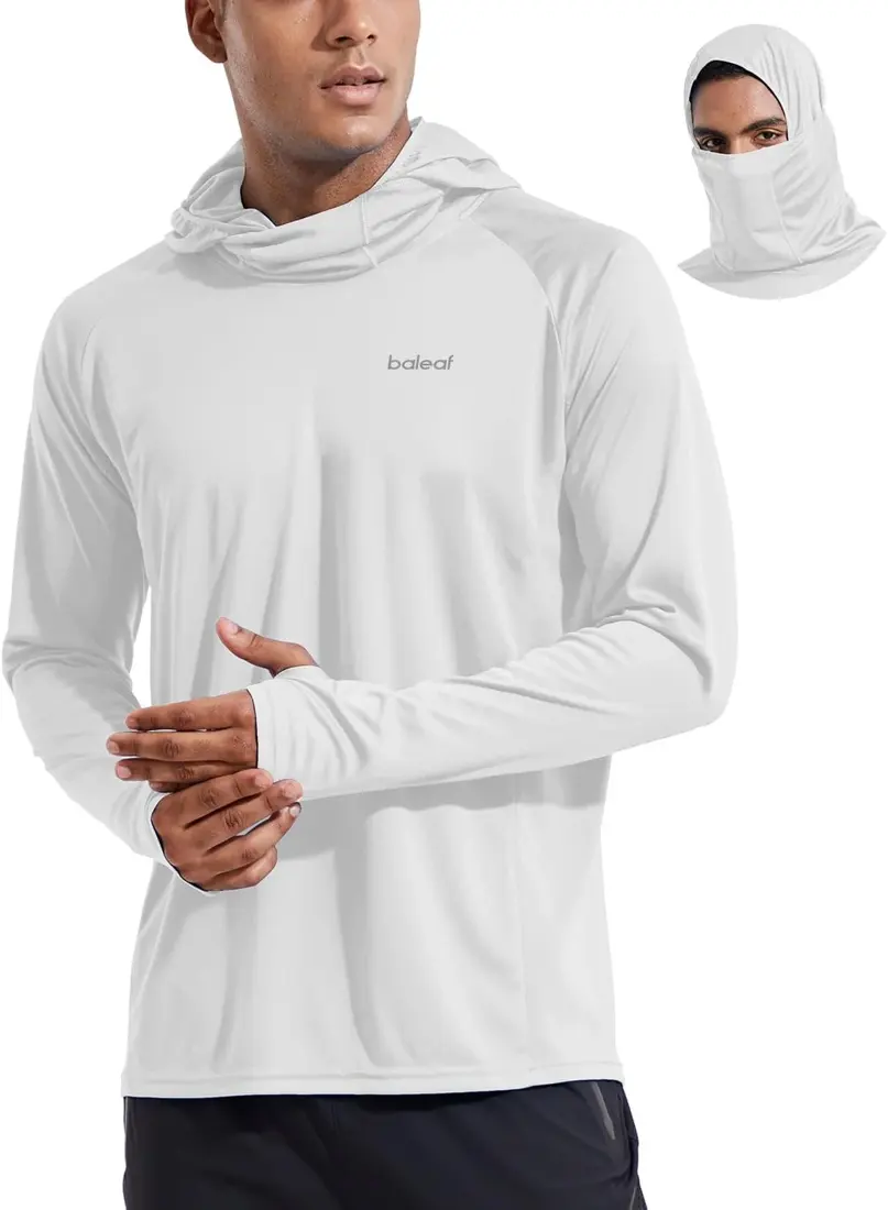 baleaf Mens UPF 50 Sun Hoodie Fishing with Face Mask Lightweight