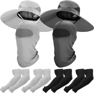 8 Pcs Sun Hat Fishing Hats UV Protection Wide Brim Bucket Balaclava Face Mask Arm Sleeves for Men