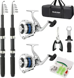 2PCS Fishing Rod and Reel Combo 6.9ft Telescopic Fishing Pole