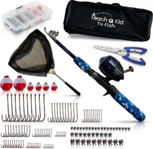 Kids Fishing Pole & Tackle Box Kit - Complete Beginner Set, Ages 4-12