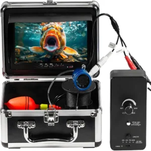 1200TVL HD Underwater Ice Fishing Camera with 7inch Monitor 100ft/30M 10000mAh Fish Finder with 24pcs LED Lights,12pcs Infrared Night Vison,12pcs White Lights,Aluminium Case for Lake,Fish Boat